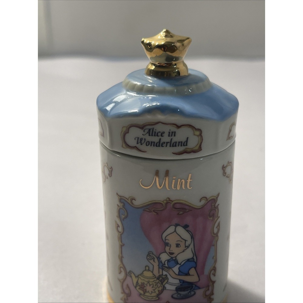 Walt Disney Spice Jar Collection Alice Wonderland Mint Jar 1995 Lenox Porcelain - Picture 3 of 14